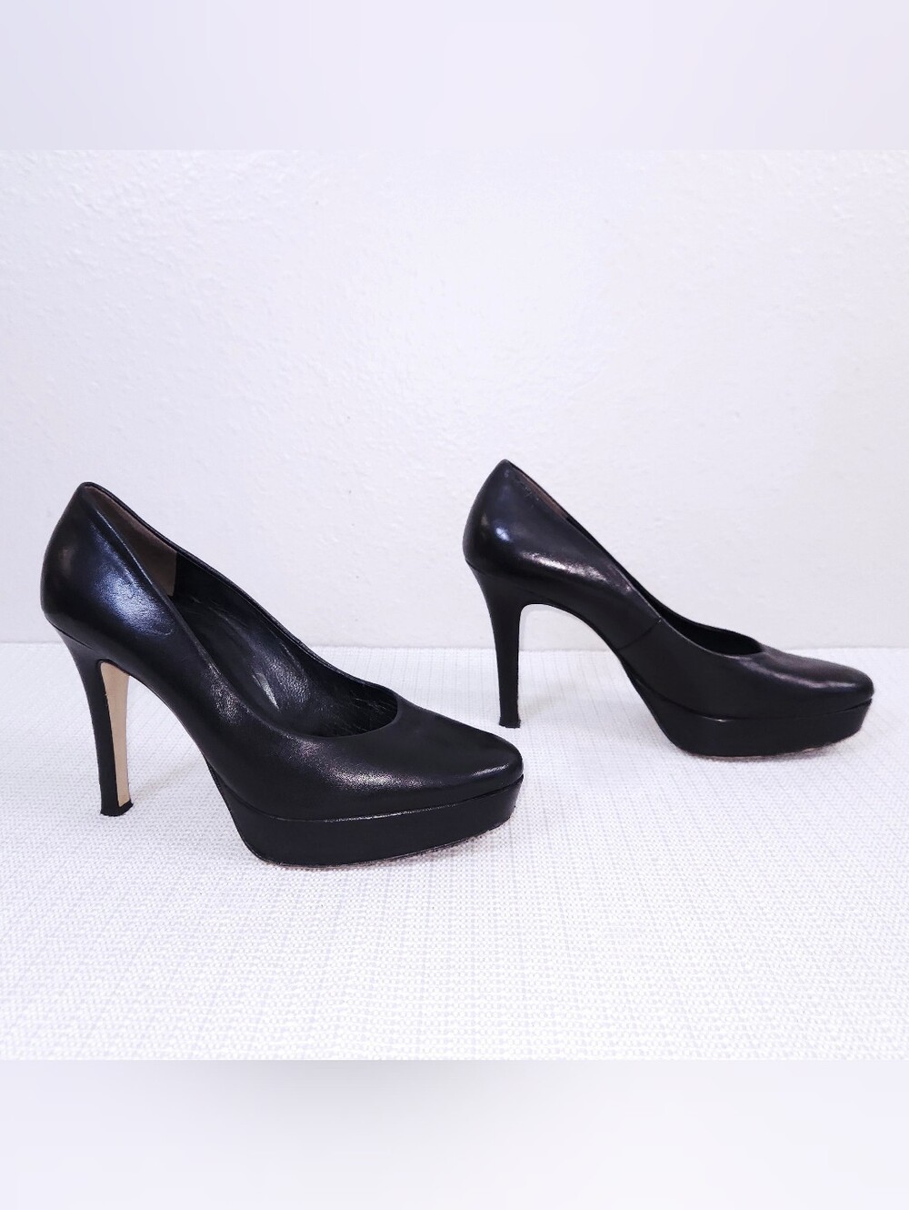 Paul Green Platform Pump Black Leather Heels US 7 (UK 4.5)